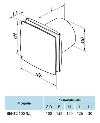 Вентилятор бытовой вытяжной Vents 100 ЛД Белый 30412 - фото 8