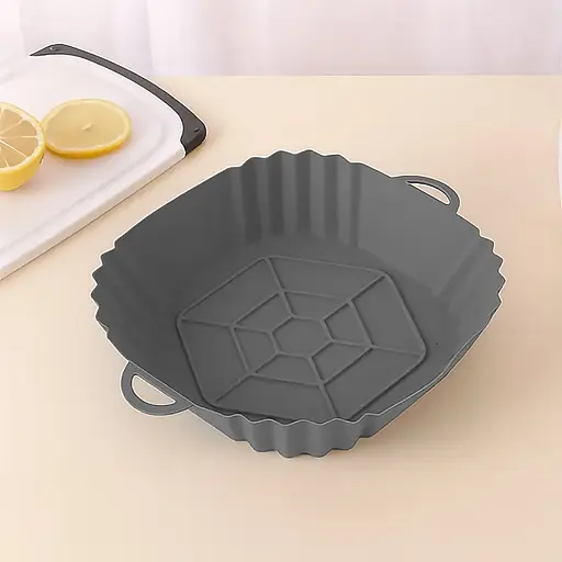 Квадратна силіконова форма для аерогрилю, духовки та мультипечі 17х17 см, Kitchen Master Сірий 87922 - фото 3