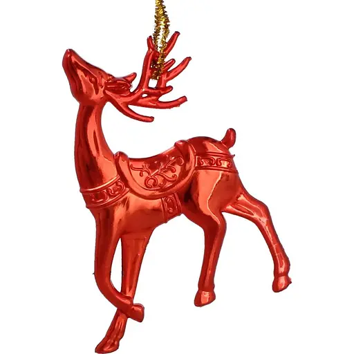 Украшение-подвеска Chomik Олень, снежинка, снеговик пластиковая красная 3 шт. (BAI5874) - фото 4