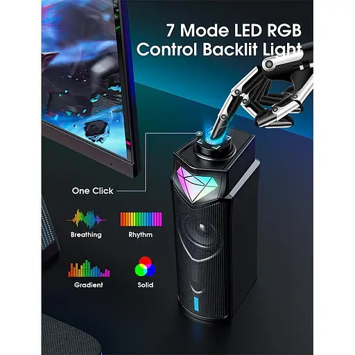 Акустика для ПК Onikuma RGB Backlight L1 3Wx2 BT5.3 USB Mic - фото 3