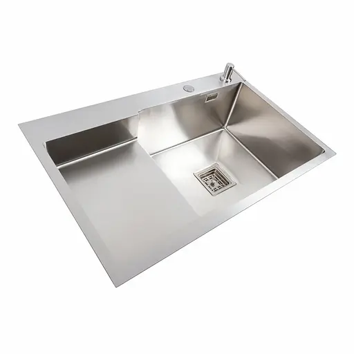 Кухонная мойка 78x50С R нержавейка Platinum Handmade (углубленная полка, 3.0/1.0 мм), Нержавеющая сталь - фото 3