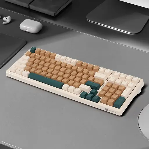 Qisan Механічна бездротова клавіатура USB Дротова ігрова клавіатура 6 кольорів Світлодіодна клавіатура з підсвічуванням Синій - фото 5