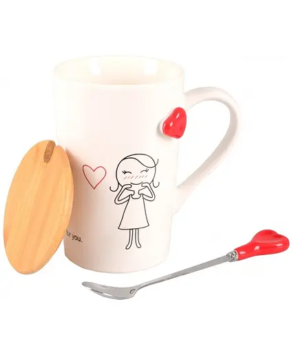 Чашка Led Love is D с бамбуковой крышкой и ложкой 360 мл (B060499) - фото 5