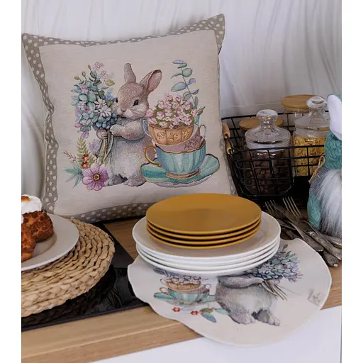 Наволочка гобеленовая Прованс Очарование Зайчонок 45х45 см (44280) - фото 6