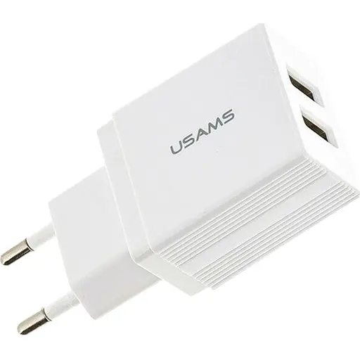 Сетевое зарядное устройство Usams T24 double USB 2.1A White [64231]