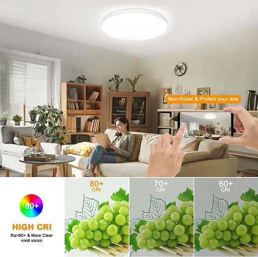 Светодиодный потолочный светильник с дымингом, 24 Вт 2400 LM Smart RGB светодиодный потолочный светильник, IP44 лампа - фото 4