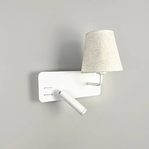 Біле праве бра із плафоно-абажуром та спотом на 2 вимикачі | Line F | Арт. WJ081/2 R WT - фото 2