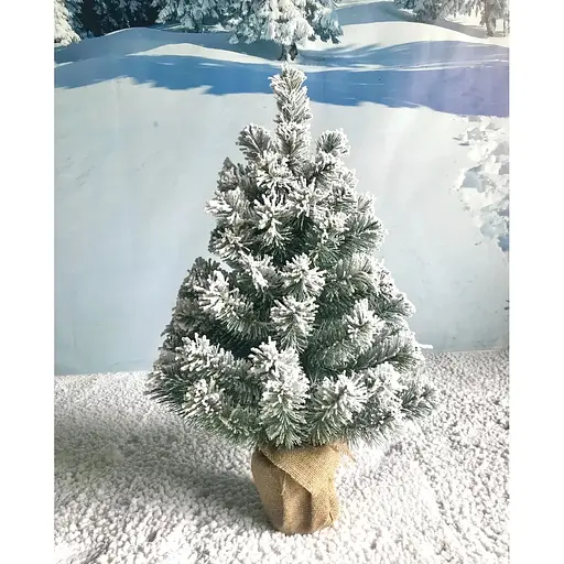 Ялинка Hvoya Classic в мішковині 70 см засніжена