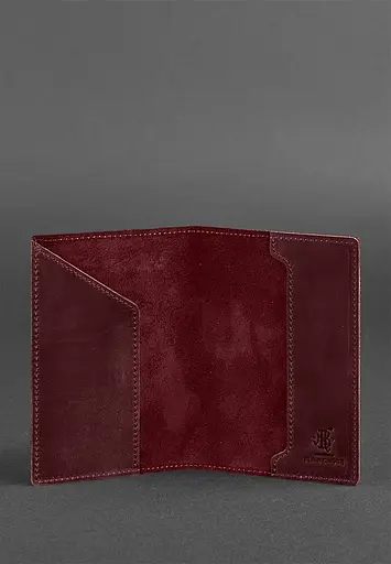 Шкіряна обкладинка для паспорта з американським гербом бордова - фото 4