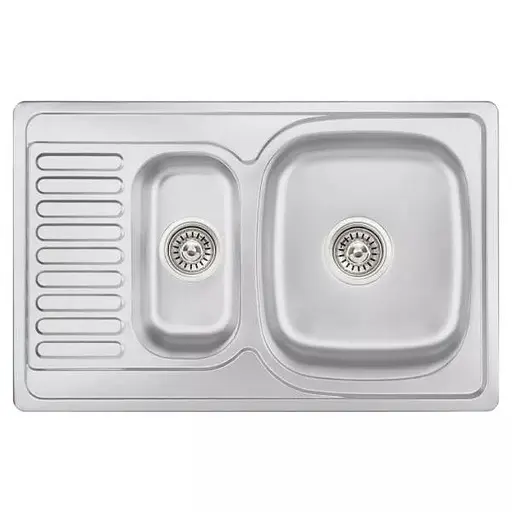 Кухонна мийка 780x500x180 мм + сифон Wezer 7850(08) Satin, Satin - фото 1