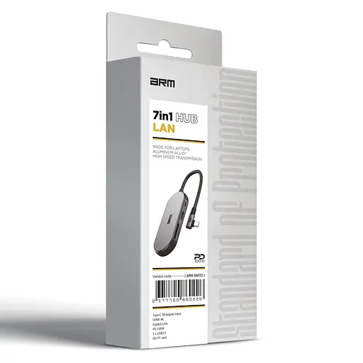 Хаб USB-C ArmorStandart Angle Type-C to HD4K+LAN+PD+2USB+TF/SDcard Grey (ARM86022) - фото 2