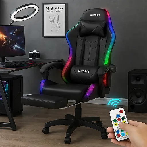Крісло геймерське Hanert G-Force + RGB з підсвічуванням Black - фото 5