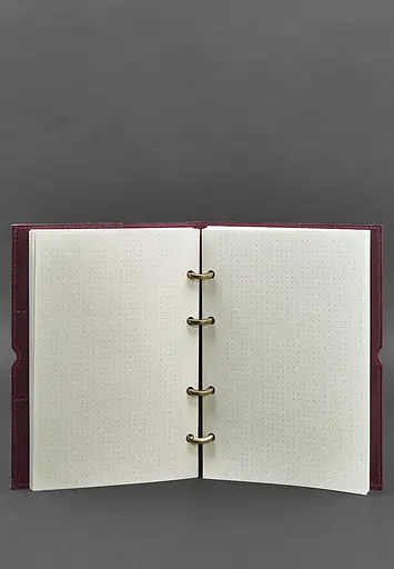 Шкіряний блокнот А5 на кільцях (софт-бук) 9.0 в м'якій бордовій обкладинці - фото 4