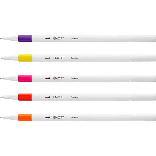 Набор лайнеров Uni Emott Fine Line Passion Color 0.4 мм 5 цветов (PEM-SY/5C.02PC) - фото 3