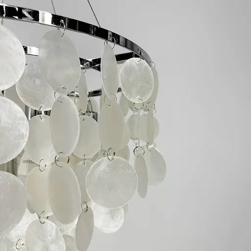 Кругла срібна люстра ATHELIA із перламутровими пластинами Ø 60 см | Арт. 1537-600 CH | Line F - фото 4