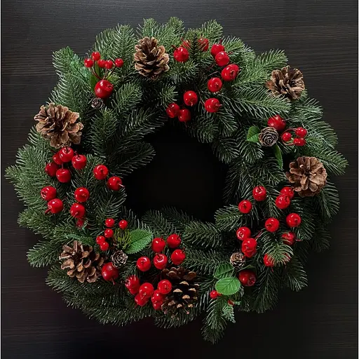 Вінки хвойні різдвяні Hvoya Lux литі зелені 50 см 7 шт. - фото 6