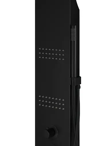 Душова панель Corsan Kaskada black LED з термостатом A014TBLLED, Чорний матовий - фото 3