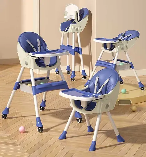 Стільчик для годування FR-20516 Toti сталева конструкція, матеріал тканини PU, 4 колеса, в коробці (6989241360026) - фото 2