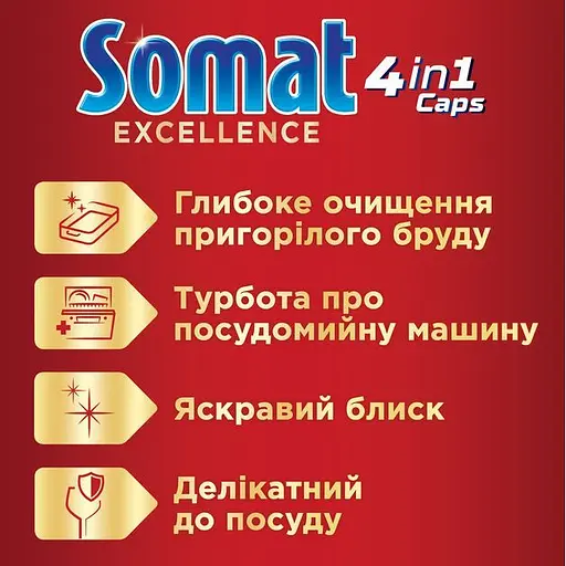 Капсули для миття посуду Somat Exellence 120 шт. (2 уп. х 60 шт.) - фото 3
