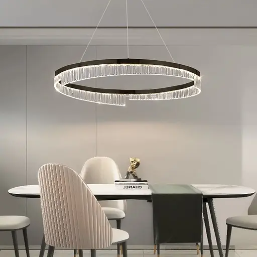 Черная подвесная люстра с кольцевым дизайном Ø 80 см Ст. MJ301-800 BK | Line F - фото 1