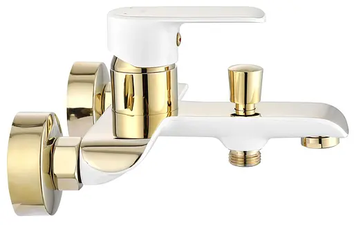 Смеситель для ванны Rea Bloom настенный с изливом белый/золото REA-B9932 Белый - фото 4