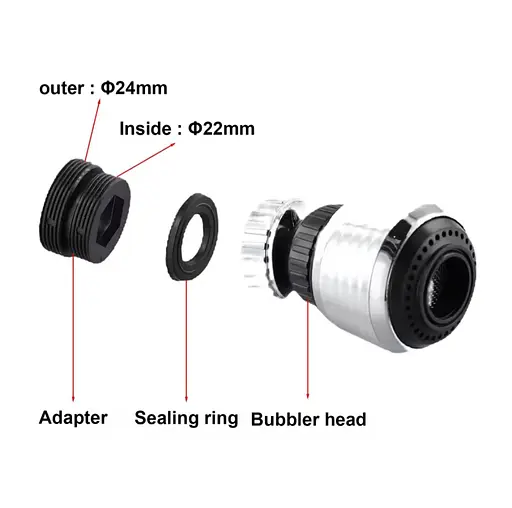 Поворотный на 360° водосберегающий кран, аэратор, сменный фильтр, смешанная насадка, смеситель, барботер - фото 5