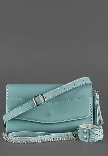 Шкіряна жіноча сумка Еліс бірюзова - фото 5