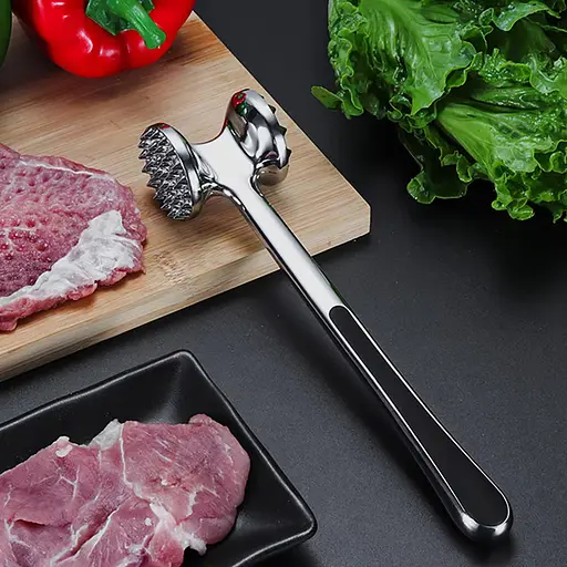 Молоток металевий двосторонній для відбивання м'яса з антиковзною ручкою 22 см, Kitchen Master 86816 - фото 1