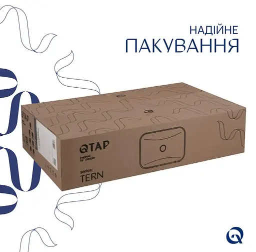 Раковина накладна Qtap Tern 610x350x135 мм, White, прямокутна, без донного клапана QT17118140W - фото 4