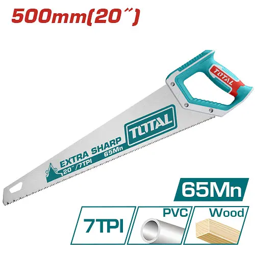 Ножовка по дереву TOTAL THT55206 7 зубцов на дюйм, длина 500 мм.
