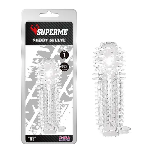 Насадка на пенис Super Me Nubby Sleeve 14.5 см прозрачный - фото 2