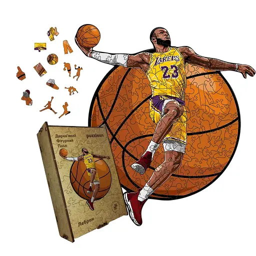 Деревянный пазл Леброн Джеймс, А5, Картонная коробка 35 элементов