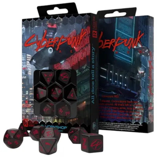 Набір кубиків Cyberpunk Red Dice Set - Blood over Chrome , 7 шт. (SCPU01)