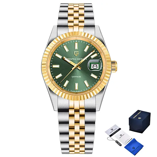 Наручний годинник чоловічий PD-1794M Silver-Gold-Green Pagani Design acs0031238 - фото 1