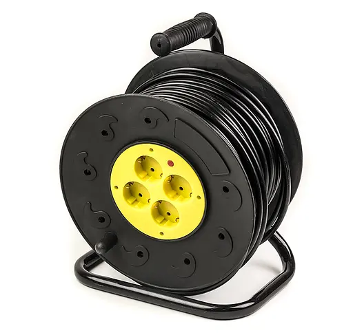 Удлинитель на катушке PowerPlant 50 м 3x2.5мм2 16А 4 морозостойкая розетка (JY-2002/50) - фото 1