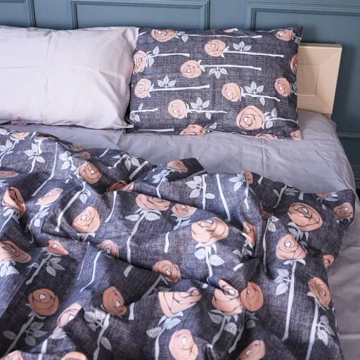 Простирадло MirSon Бязь 17-0706 Silver Petals 150х220 см світло-сіре (2200010619058) - фото 3