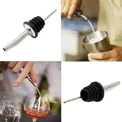 Пробка-носик гейзер дозатор для разлива из бутылки с носиком из нержавеющей стали 10 см (2 шт. в комплекте), Kitchen Master Черный 86477 - фото 5