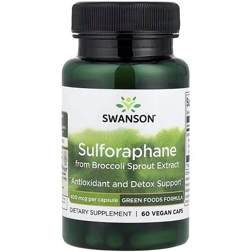 Сульфорафан Swanson Sulforaphane 400 mg, 60 вегакапсул на основі екстракту паростків броколі
