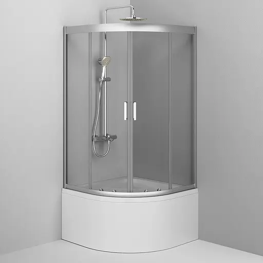 Душевая кабина Am.Pm Gem 1/4 Round 90x90 см без поддона хром матовый W90UG-401A0 90MT, прозрачный, хром матовый - фото 3