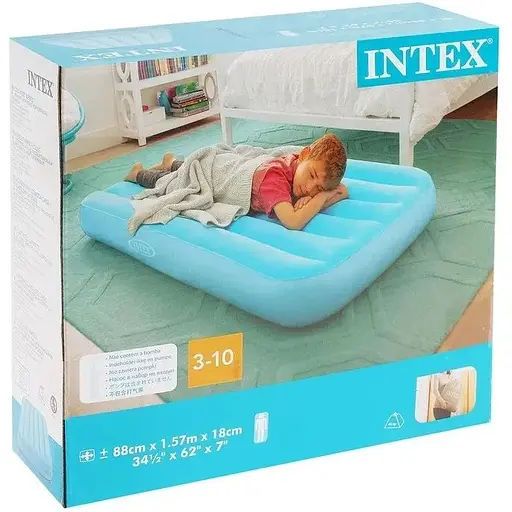 Надувний односпальний матрац Intex 66803, 157x88x18см Блакитний - фото 3
