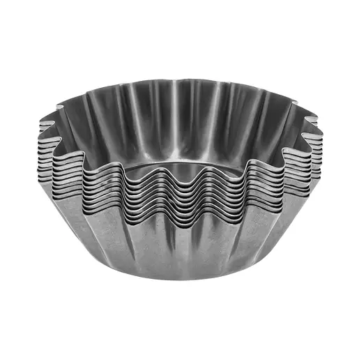 Формочки темные стальные для выпечки корзинок кексов и тарталеток Ø верх 8.5, низ 5, высота 3 см (набор из 10 штук) 88008 - фото 7