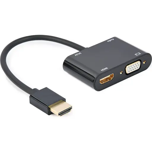 Адаптер-перехідник HDMI на HDMI/VGA+Аудіо 3.5 (A-HDMIM-HDMIFVGAF-01)