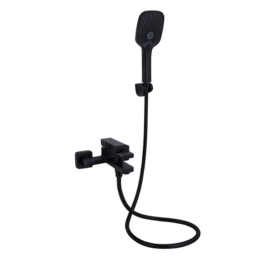 Смеситель для ванны Qtap Gemini (c душевым гарнитуром) QTGEM259BLM45682 Black matt Черный матовый - фото 1