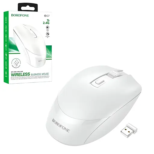 Беспроводная офисная мышь BOROFONE BG7 2.4G белая - фото 3