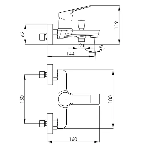 Смеситель для ванны Imprese Melnik хром f03211001AA Хром - фото 2