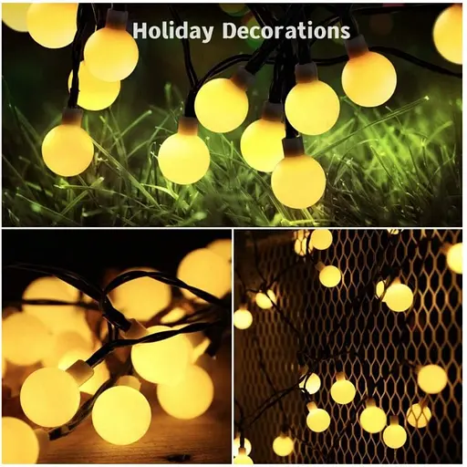 Уличная светодиодная гирлянда Sun Lamp Solar 12 м 100 LED на солнечной батарее "Молочные шары" - фото 4