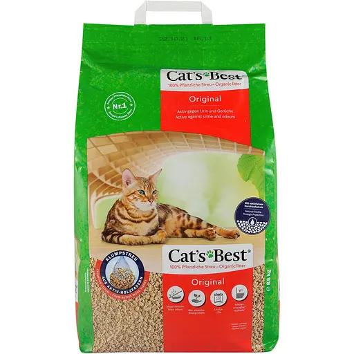 Наполнитель Cat’s Best Original для кошачьего туалета деревянный 20 л/8.6 кг - фото 1