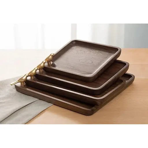 Набір підносів із чорного дерева Tongshifu Copper Master Candy Tray Set (4 шт.) - фото 2