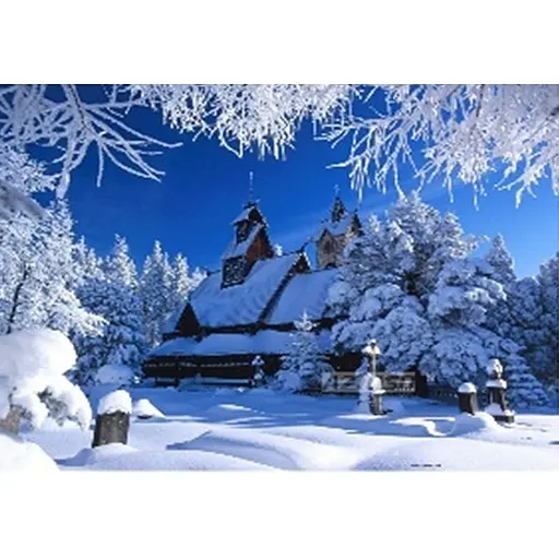 Алмазна мозаїка 40*50 см зі стразами на підрамнику повна викладка Зимовий пейзаж Зима Срібні дзвони - фото 1