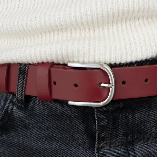 Ремень женский темно-красный кожаный HC-3452 (125 см) - фото 6